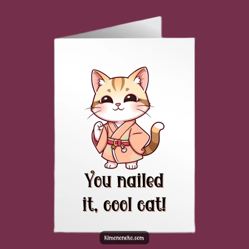 Free Printable Cat Congratulations Card: Funny Modern Kimono Persona Downloadable Gift
