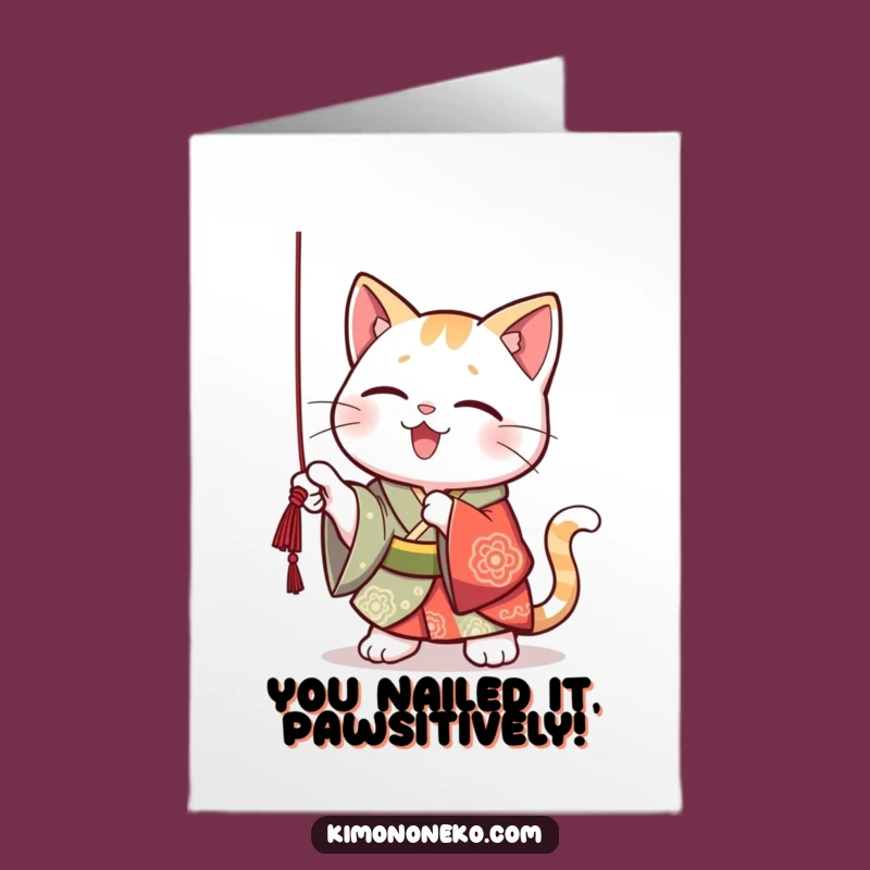 Hilarious Free Printable Congrats Card: Kawaii Kimono Cat - Instant Downloadable Gift