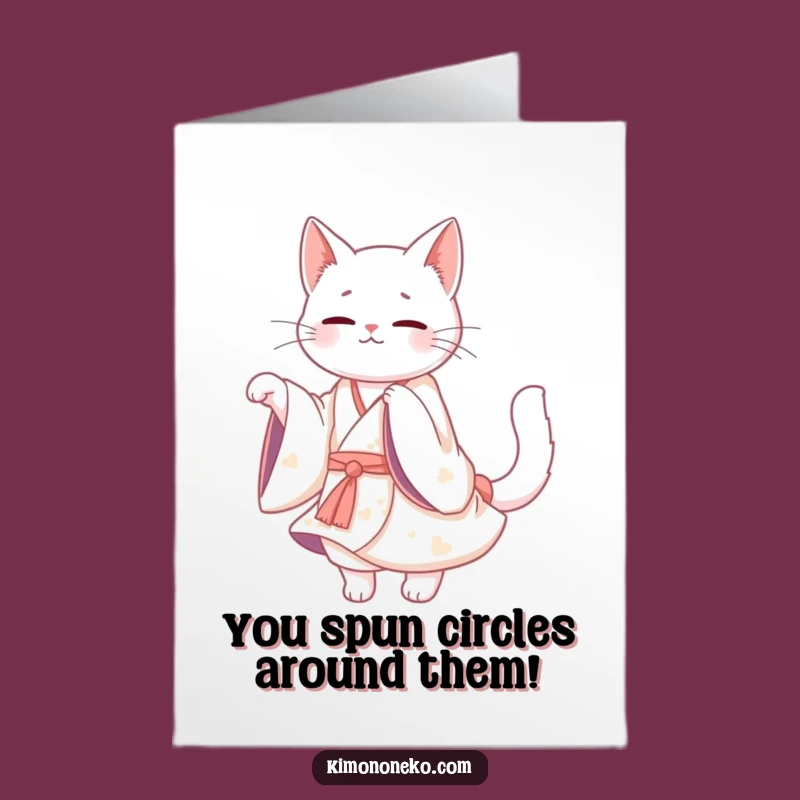 Free Printable Kawaii White Cat Congrats Card: Graceful Downloadable Gift