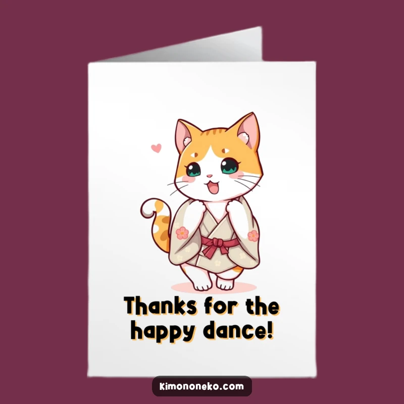 Free Printable Calico Cat Kimono Thank You Card - Funny Downloadable Gift