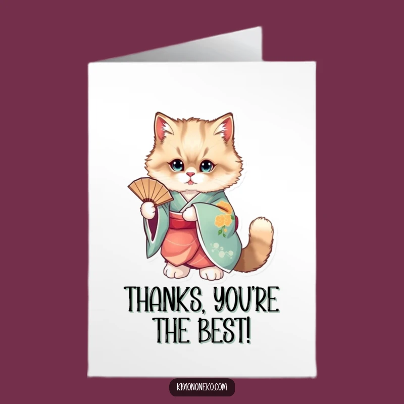 Free Printable Cat Thank You Card: Kimono Grace Downloadable Gift of Thanks