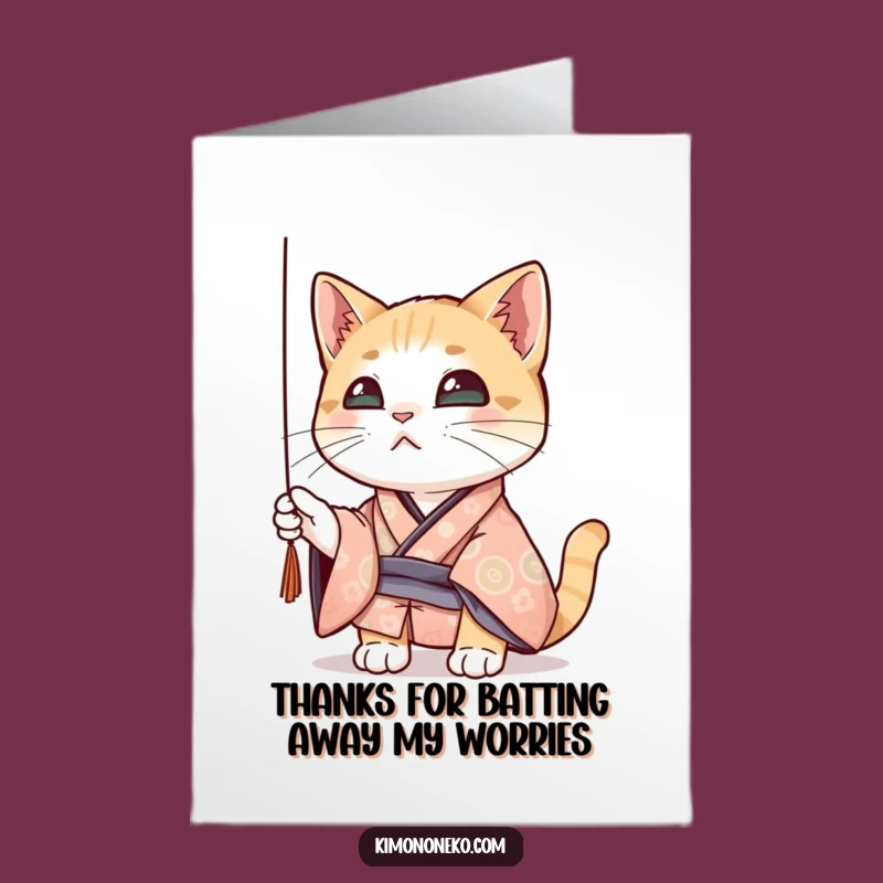 Free Printable Curious Cat Kimono Thank You Card - Funny Downloadable Gift for Thanks