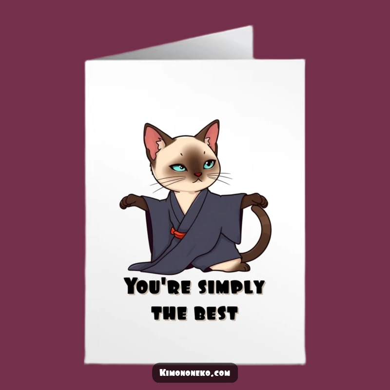 Free Printable Siamese Thank You Card: Elegant Kimono Cat - Graceful Downloadable Thanks