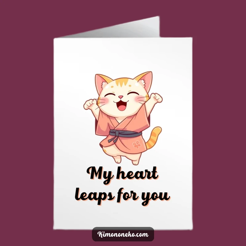 Free Printable Thank You Card: Kawaii Cat Leap, Cheerful Downloadable Gift