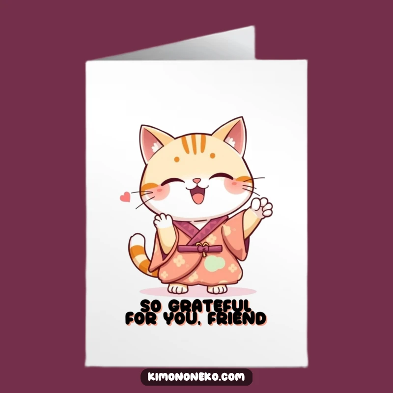Free Printable Thank You Card: Kawaii Cat Cheer, Uplifting Downloadable Gift