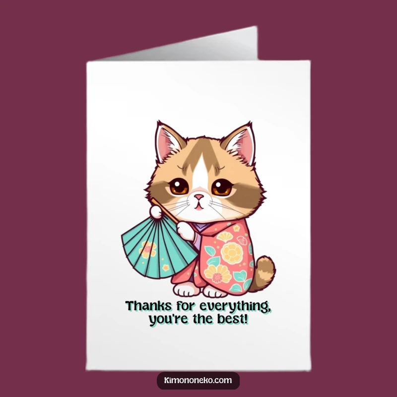 Thanks a Bunch! Free Printable Card: Kawaii Scottish Fold Fan Peek