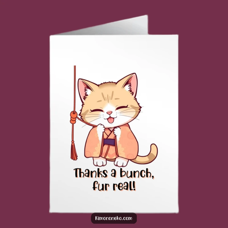 Free Printable Thank You Cat Card: Funny Kimono Cat Downloadable Gift
