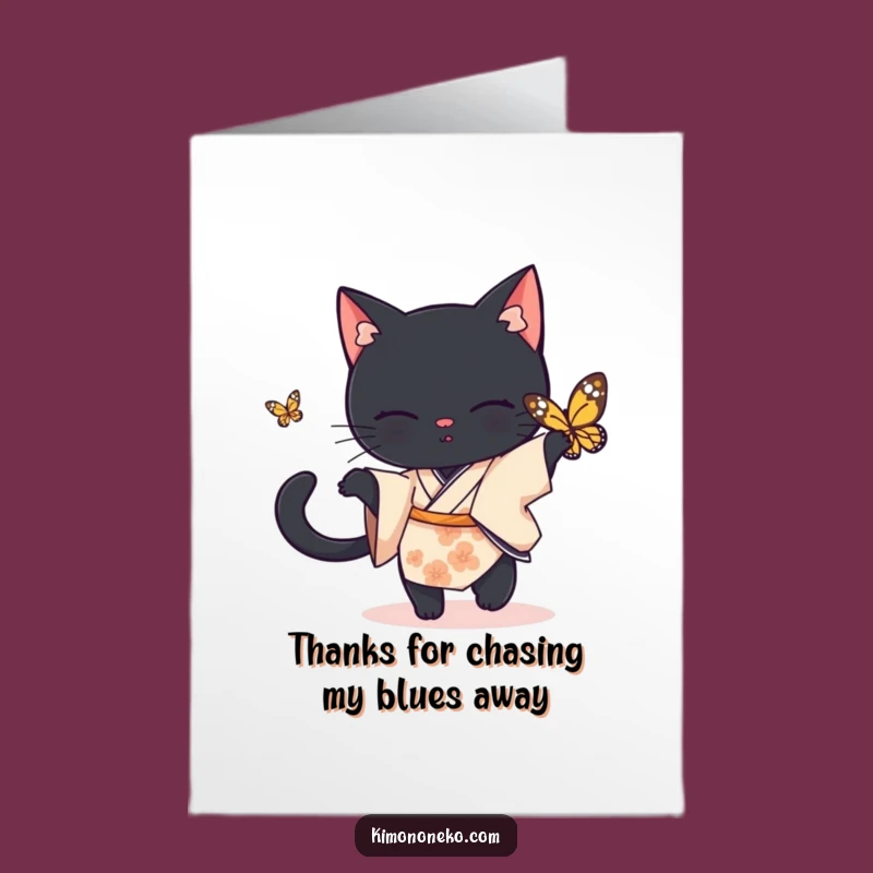 Free Printable Black Cat Thank You Card: Playful Chase to Show Appreciation