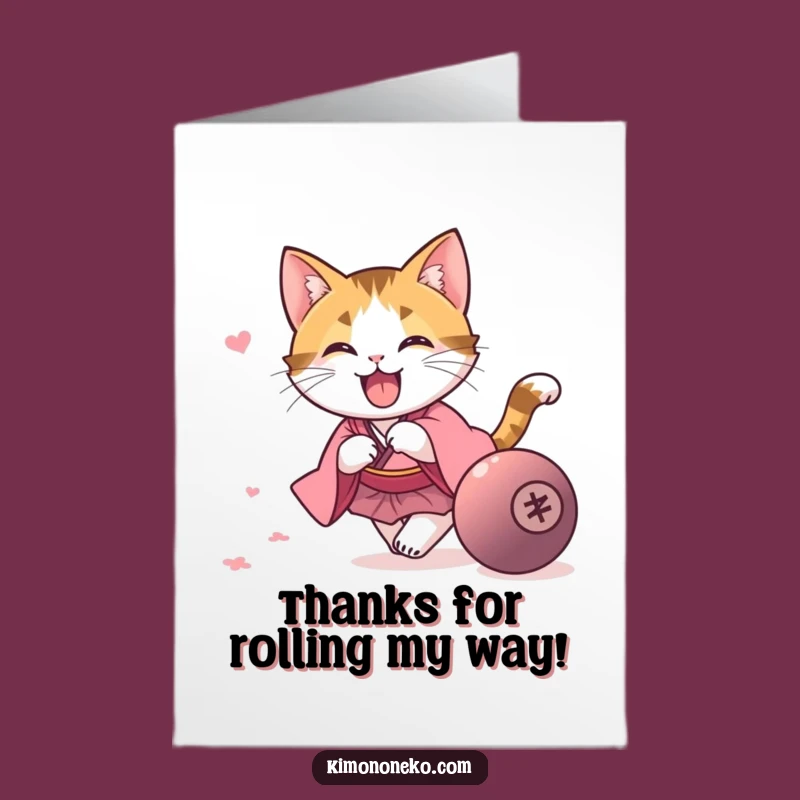 Free Printable Thank You Card: Playful Calico Cat - Funny Downloadable Gift