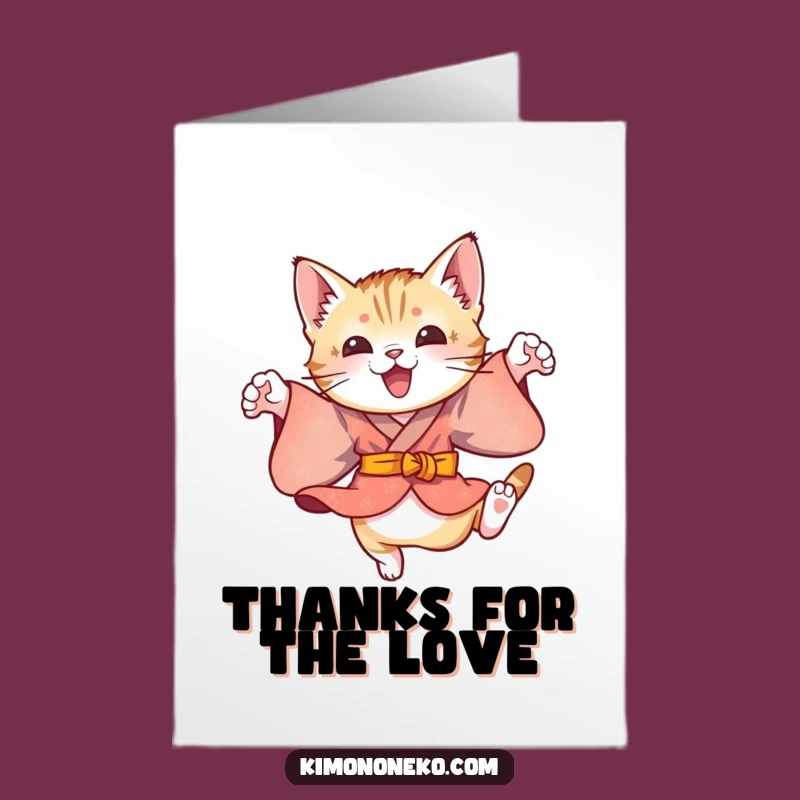Free Printable Thank You Card: Kitten Leaps, Kimono Fun, Downloadable Gift
