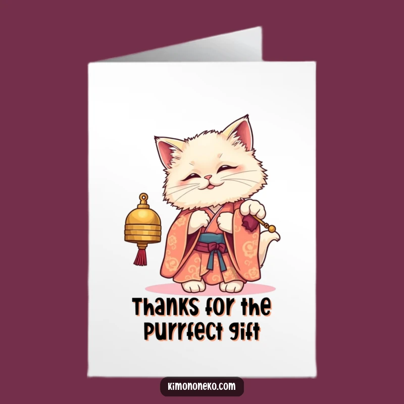 Free Printable Thank You Card: Kawaii Cat in Kimono, Adorable Downloadable Gift!