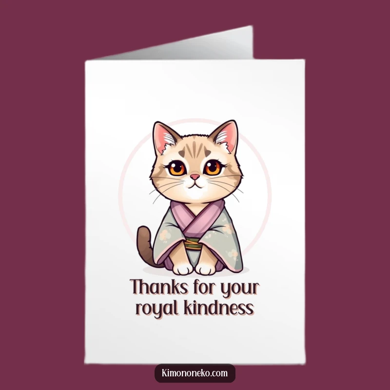 Free Printable Thank You Card: Regal Cat in Silk Kimono - Downloadable Gift