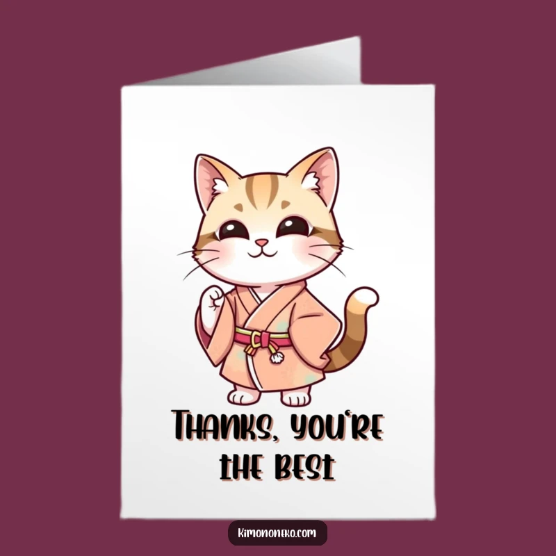 Free Printable Thank You Cat Card: Funny Stylish Kimono Persona Downloadable Gift