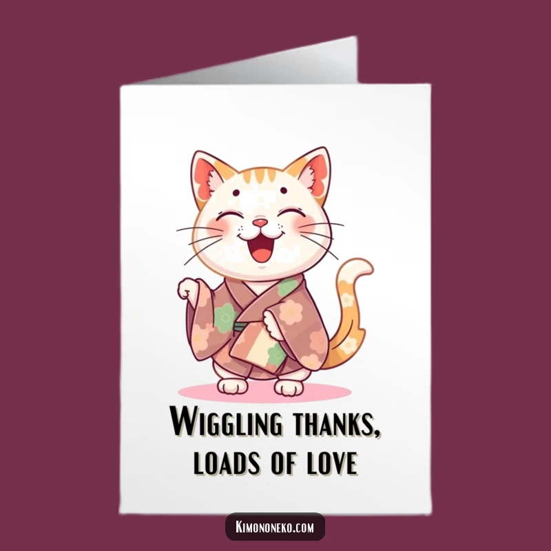 Free Printable Thank You Cat Kimono Card Funny Downloadable Gift