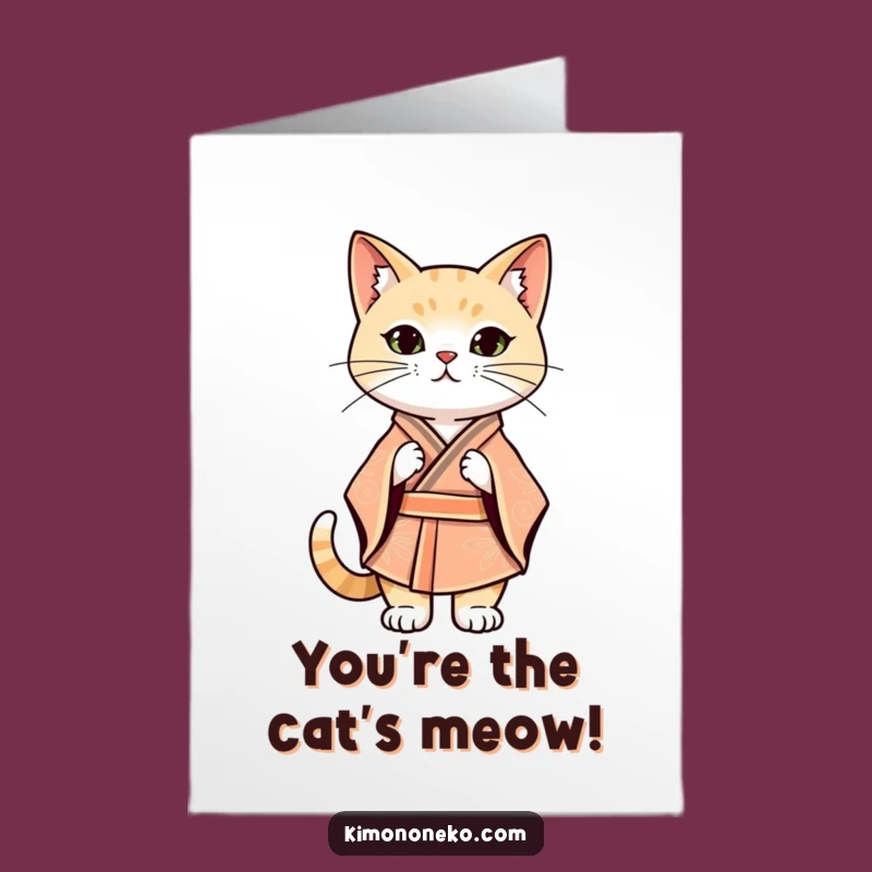 Free Printable Kawaii Cat Kimono Thank You Card - Stylish Kitten Downloadable Gift