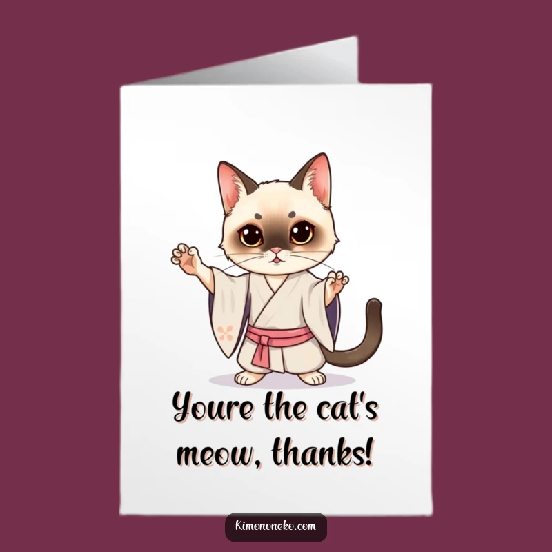 Free Printable Kawaii Siamese Thank You Card: Diva Downloadable Gift