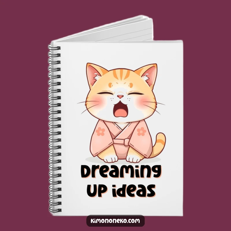 Funny Sleepy Cat Kimono Notebook - Jot Down Your Dreams