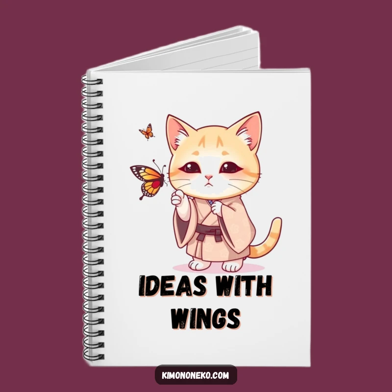 Funny Cat Kimono Notebook: Playful Kitty Batting Butterfly - Jot Down Fun
