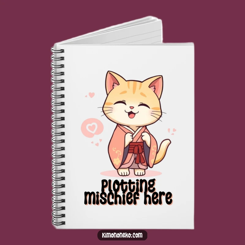 Funny Kawaii Cat Kimono Notebook: Secret Giggle Journal, Elegant Stationery, Sweet Gift