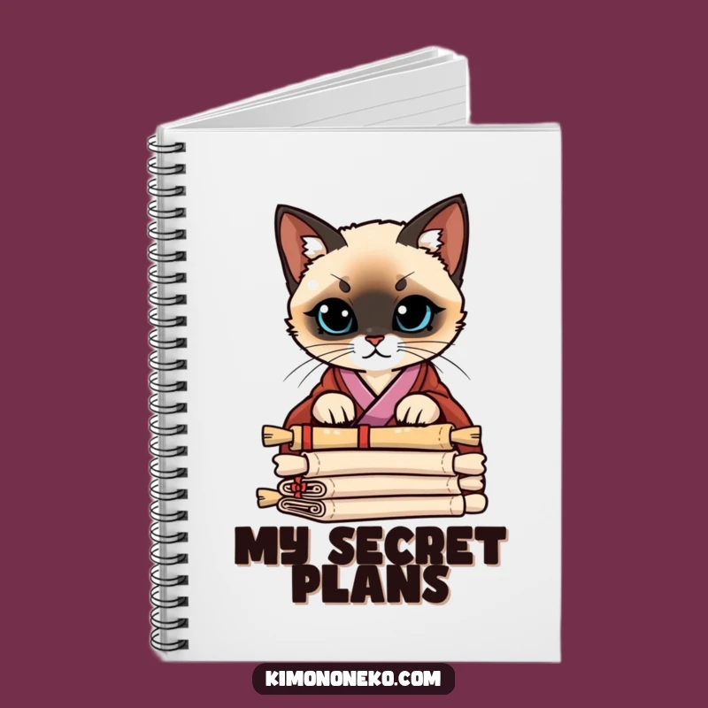 Funny Siamese Kimono Notebook: Curious Cat Scroll Notes