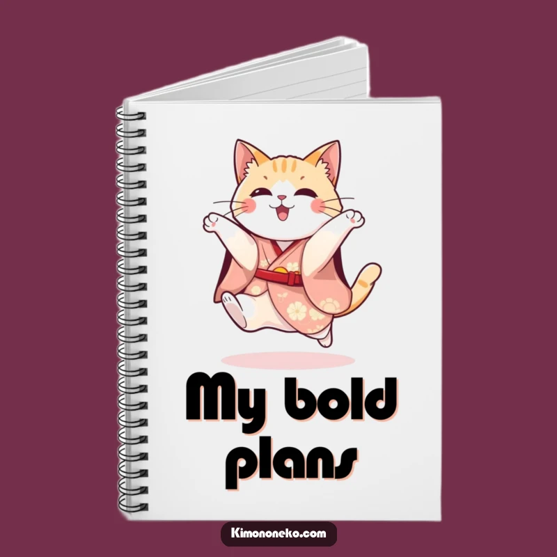 Funny Cat Kimono Notebook: Playful Kitty Festive Jump - Jot Down Adventures
