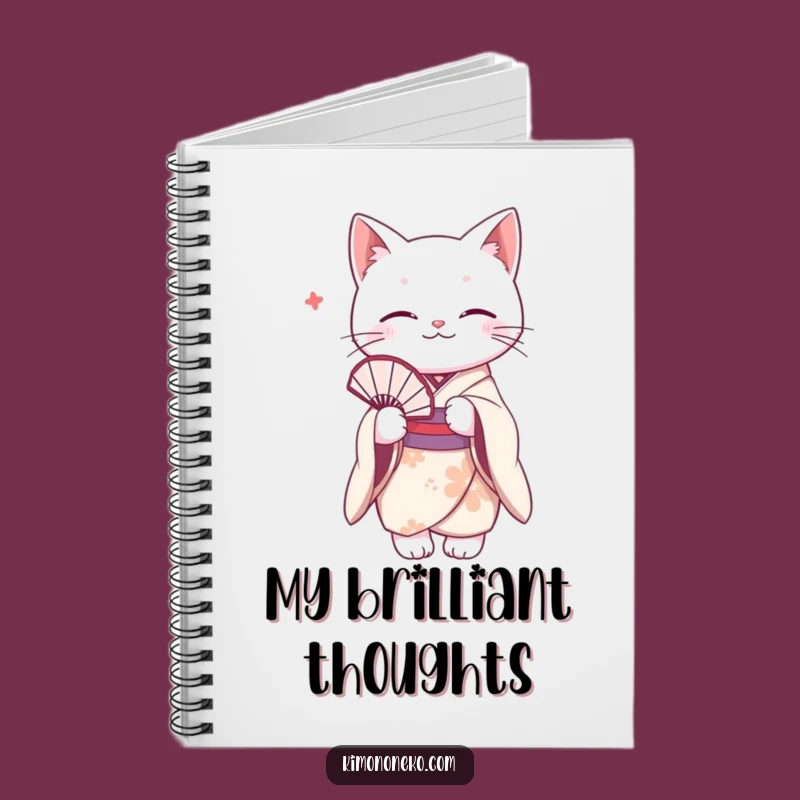 Funny White Cat Kimono Notebook: Elegant Notes, Humorous Stationery Gift