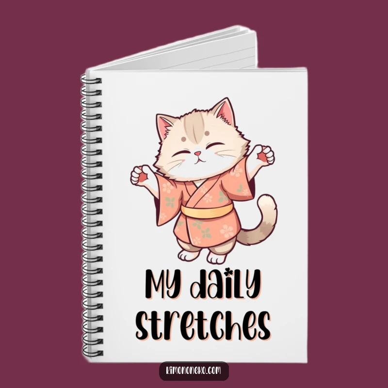 Funny Cat Kimono Notebook: Fluffy Kitty Floral Stretch - Journal Your Calm