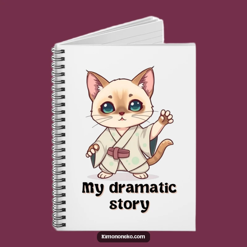 Funny Kawaii Siamese Cat Kimono Notebook: Dramatic Notes & Anime Journal Gift