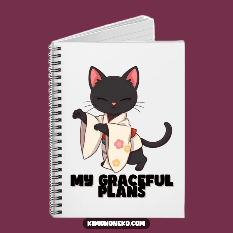 Funny Kawaii Black Cat Kimono Notebook: Jot Down Ideas with Elegant, Sleek Notes