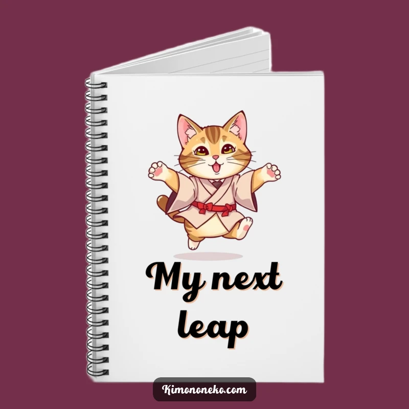Funny Kimono Cat Notebook: Tabby's Graceful Leap for Your Notes