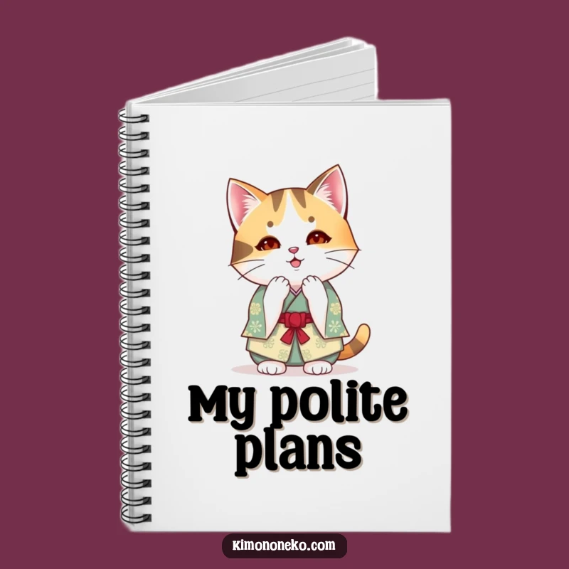 Funny Kawaii Calico Cat Kimono Notebook: Polite Notes & Anime Journal Gift