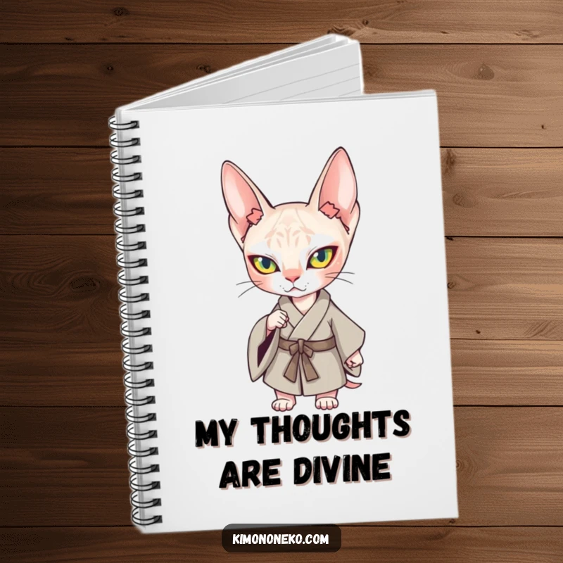 Funny Kawaii Sphynx Cat Kimono Notebook: A determined Sphynx cat in a kimono, ready to record your brilliant ideas.