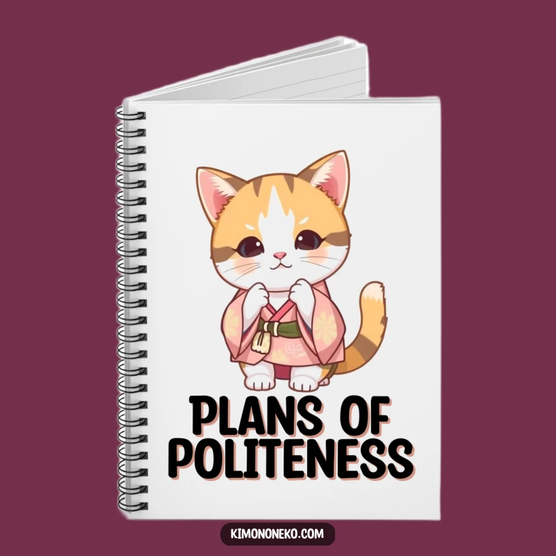 Funny Calico Cat Kimono Notebook: Kawaii Cat Bowing for Notes - A Hilarious Gift