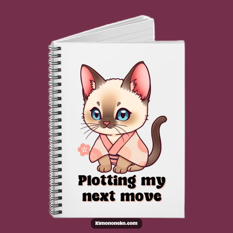 Funny Siamese Cat Kimono Notebook: Curious Cat Journal, Humorous Stationery Gift