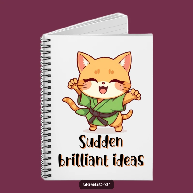 Funny Ginger Cat Kimono Notebook: Cheerful Kawaii Cat Pouncing Action Journal
