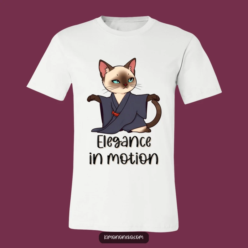 Funny Siamese Cat Kimono T-Shirt: Sleek Feline Stretch, Chic Apparel Gift