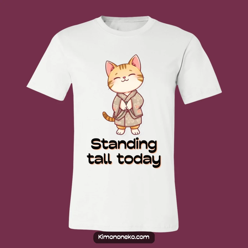 Funny Kawaii Tabby Cat Kimono T-Shirt: Balancing Act Tee, Adorable Cat Lover Gift