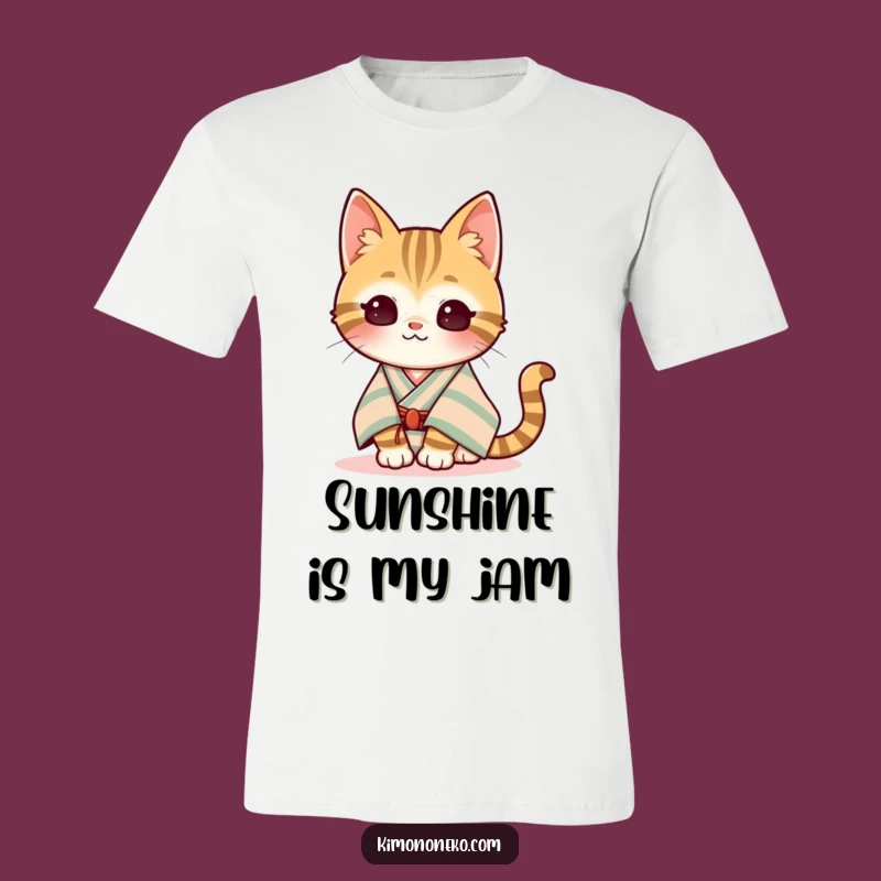 Funny Kawaii Tabby T-Shirt: Content Cat Basking in Sun