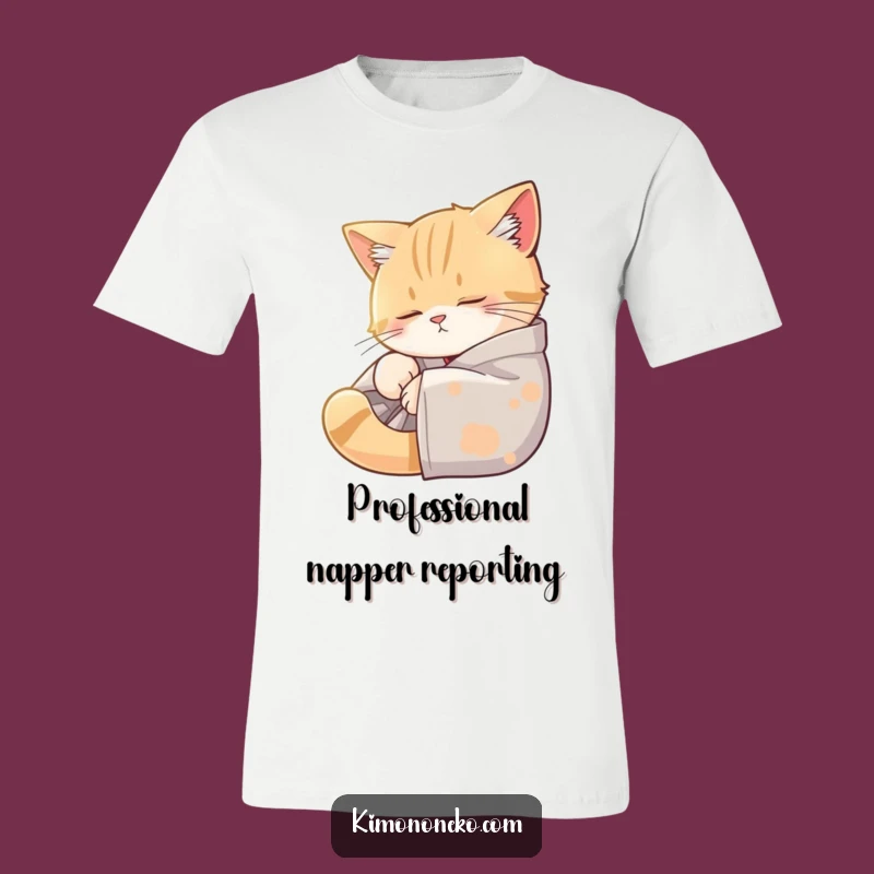 Funny Sleepy Cat Kimono T-Shirt - Cozy Cat Nap Tee for Relaxed Vibes