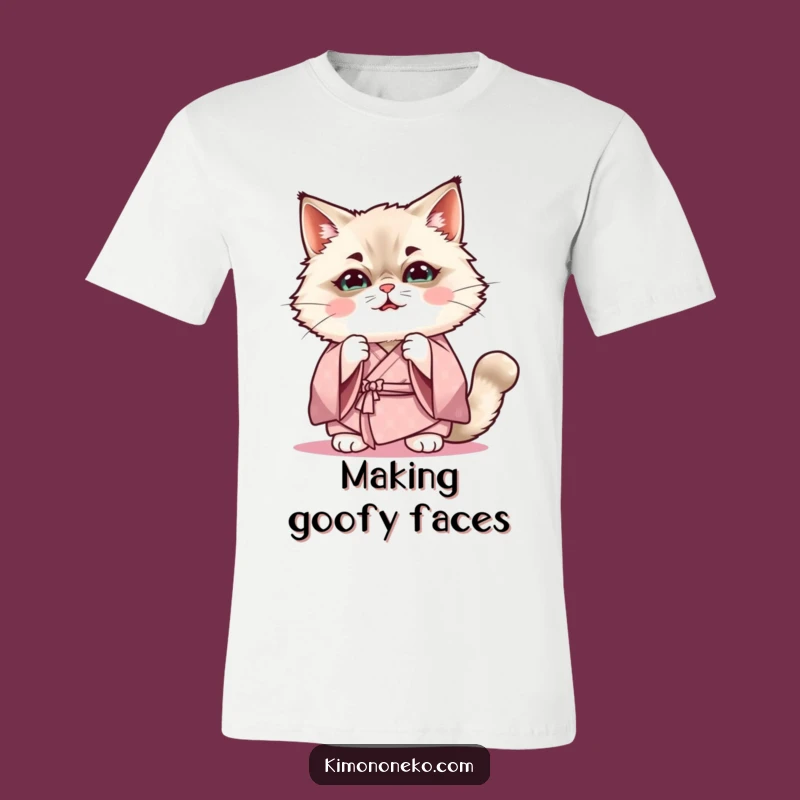 Funny Kawaii Ragdoll Cat Face T-Shirt - Cute Anime Tee