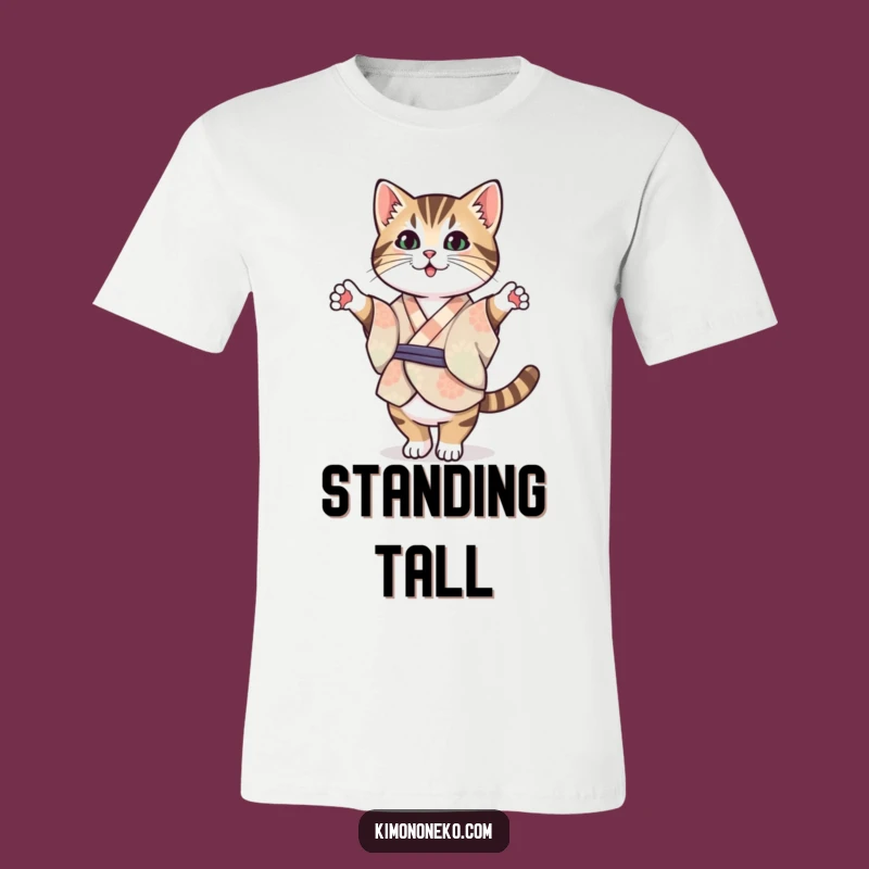 Funny Tabby Cat Kimono T-Shirt: Kawaii Balance for a Hilarious Gift