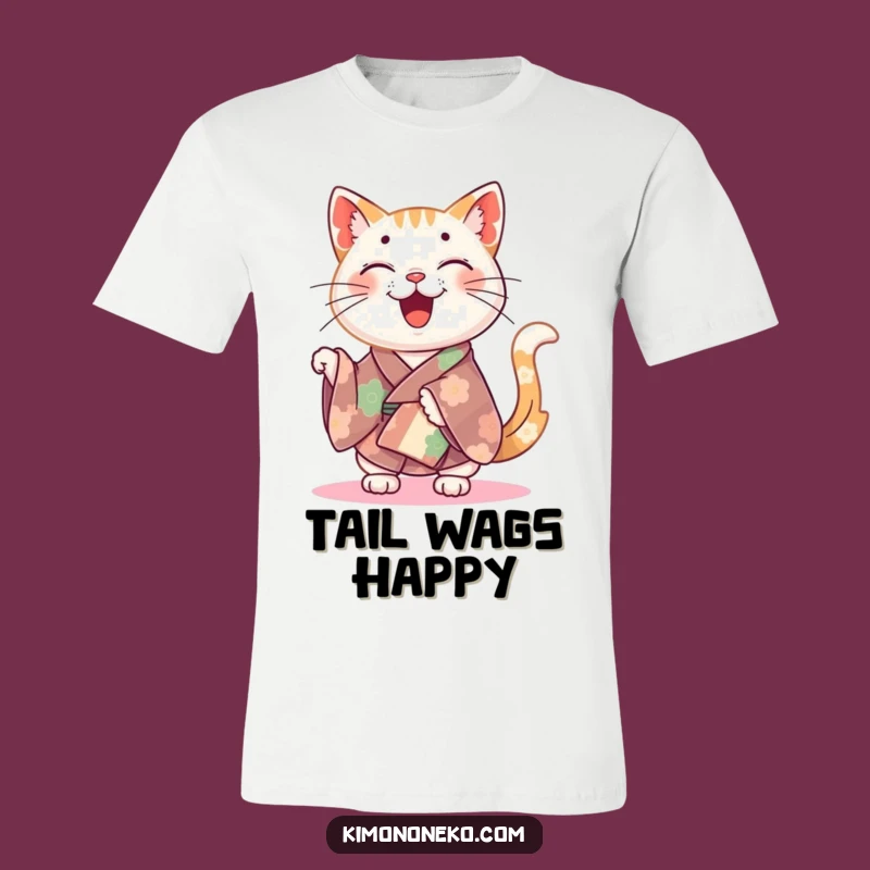 Funny Happy Cat Kimono T-Shirt - Spread Happiness with a Wag!
