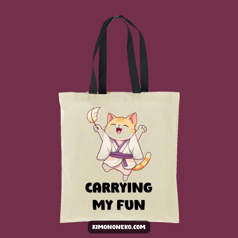 Funny Joyful Cat Kimono Tote Bag - Carry Your Playfulness