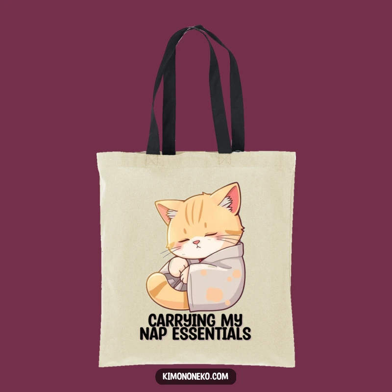 Funny Sleepy Cat Kimono Tote Bag - Cozy Cat Nap Shopping Bag Gift
