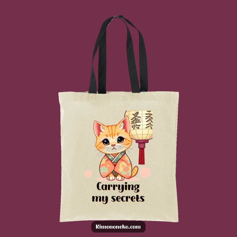 Funny Kawaii Ginger Cat Kimono Tote Bag: Carry Curiosity with Adorable Flair
