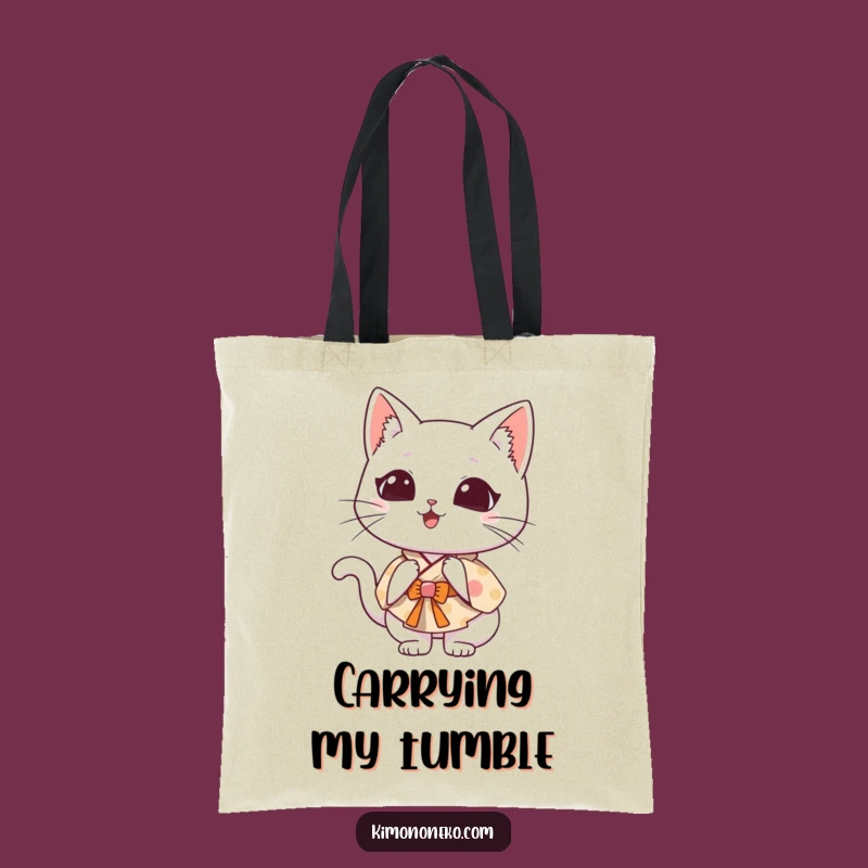 Funny Kawaii Cat Kimono Tote Bag: Clumsy Carry-all, Whimsical Funny Gift