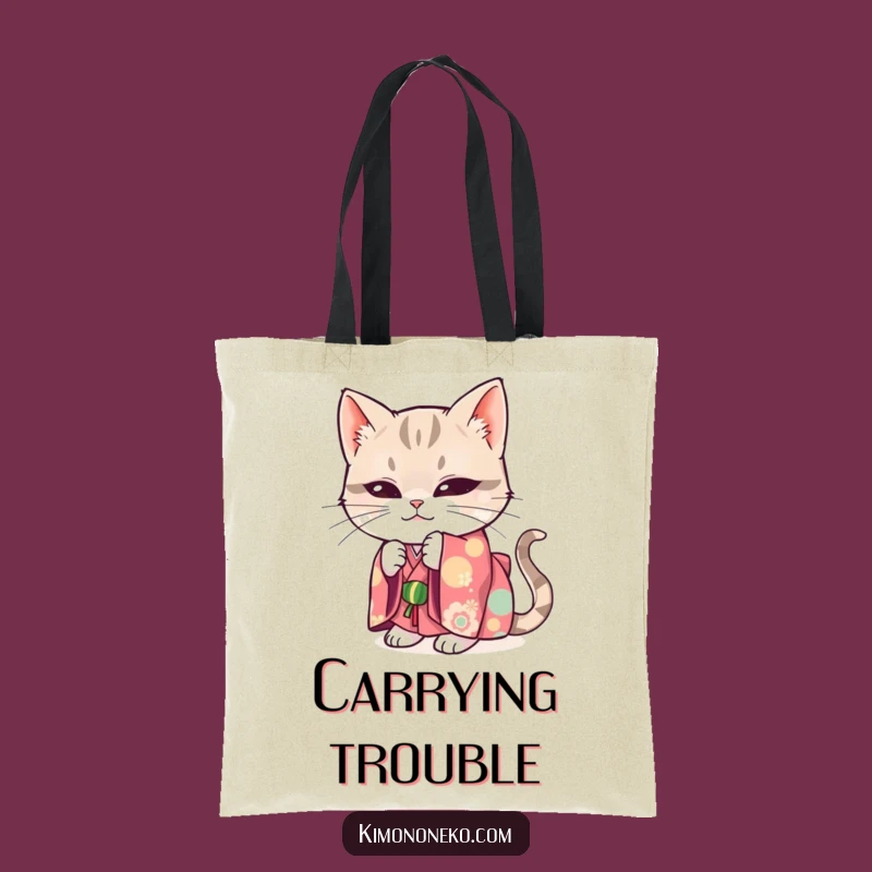 Funny Mischievous Cat Kimono Tote Bag: Carry Your Playfulness