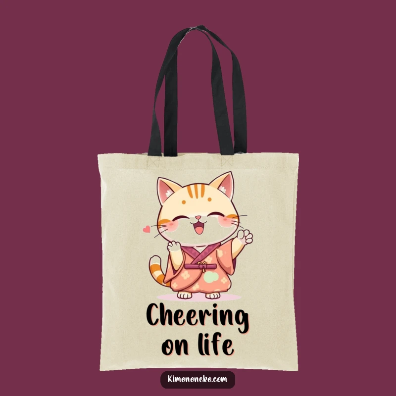 Funny Kawaii Cat Kimono Tote Bag: Spirited Cheer Carryall, Great Funny Gift