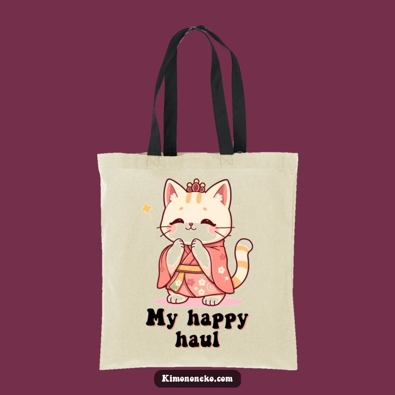 Funny Kawaii Cat Kimono Tote Bag: Festive Carry-all, Cheerful Funny Gift