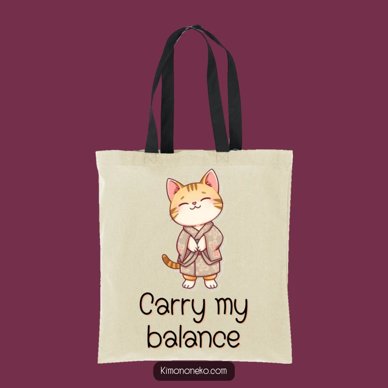 Funny Kawaii Tabby Cat Kimono Tote Bag: Balancing Act Shopping Bag, Eco-Friendly Gift